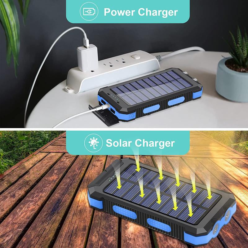 20000Mah Solar Charging Power Bank, Dual USB Output Port Multicharger Power Bank with Flashlight, Portable Wireless Car Charger, Solar Power Bank Charger for Iphone, Smartphone Charging Accessories ,Easter Gift