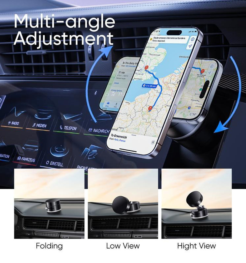 Magnetic Phone Holder Stand, Adjustable & Foldable, Strong Suction Cup, Vacuum Adsorption, Portable Multifunctional Mobile Phone Stand for Car & Multi-Scene Use Vacuum Magnetic Phone Holder Mount Handsfree Magsafe Navigation Bracket