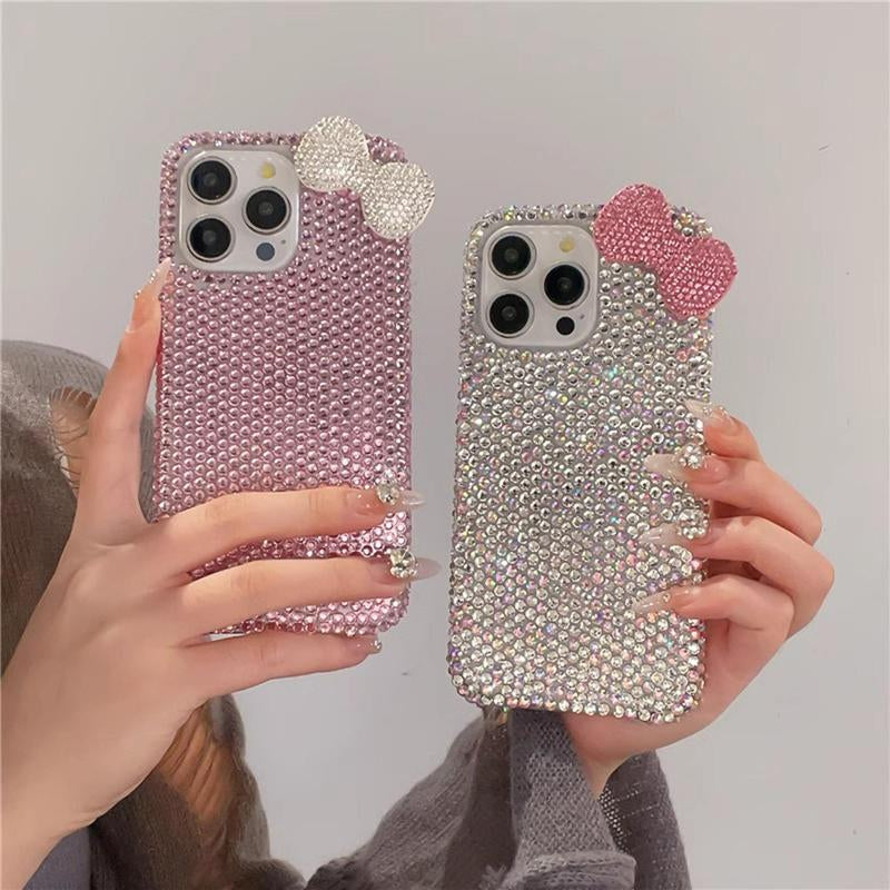 Bow Decor Phone Case, 1 Count Rhinestone Decor Phone Protective Cover, Phone Accessories Compatible with Iphone, Casing, Best Friend Gifts