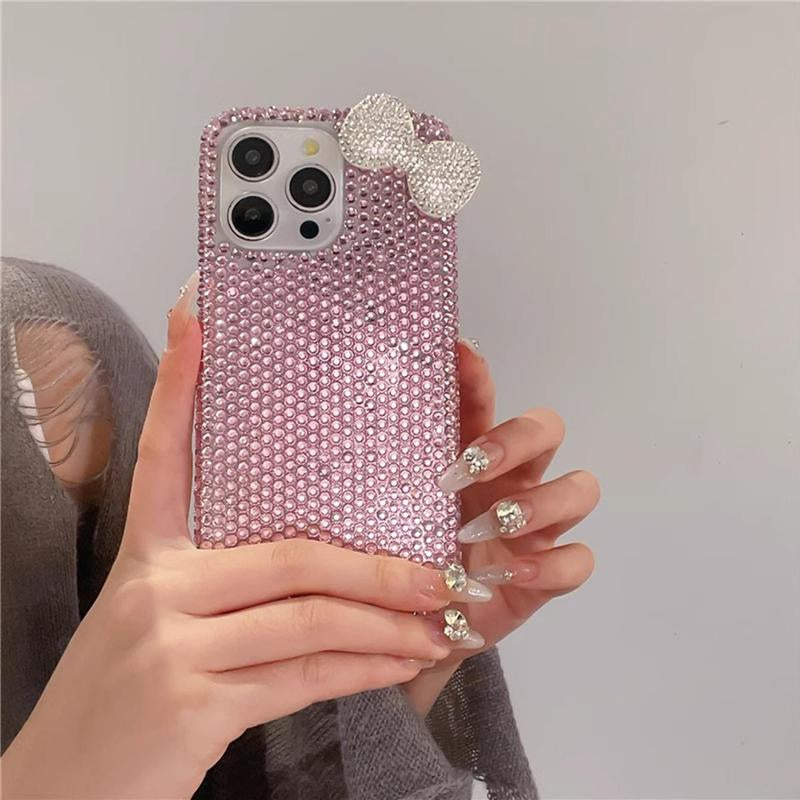 Bow Decor Phone Case, 1 Count Rhinestone Decor Phone Protective Cover, Phone Accessories Compatible with Iphone, Casing, Best Friend Gifts