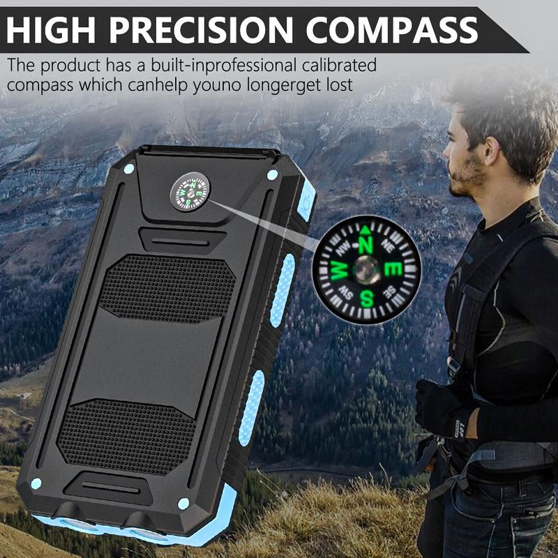 20000Mah Solar Charging Power Bank, Dual USB Output Port Multicharger Power Bank with Flashlight, Portable Wireless Car Charger, Solar Power Bank Charger for Iphone, Smartphone Charging Accessories ,Easter Gift