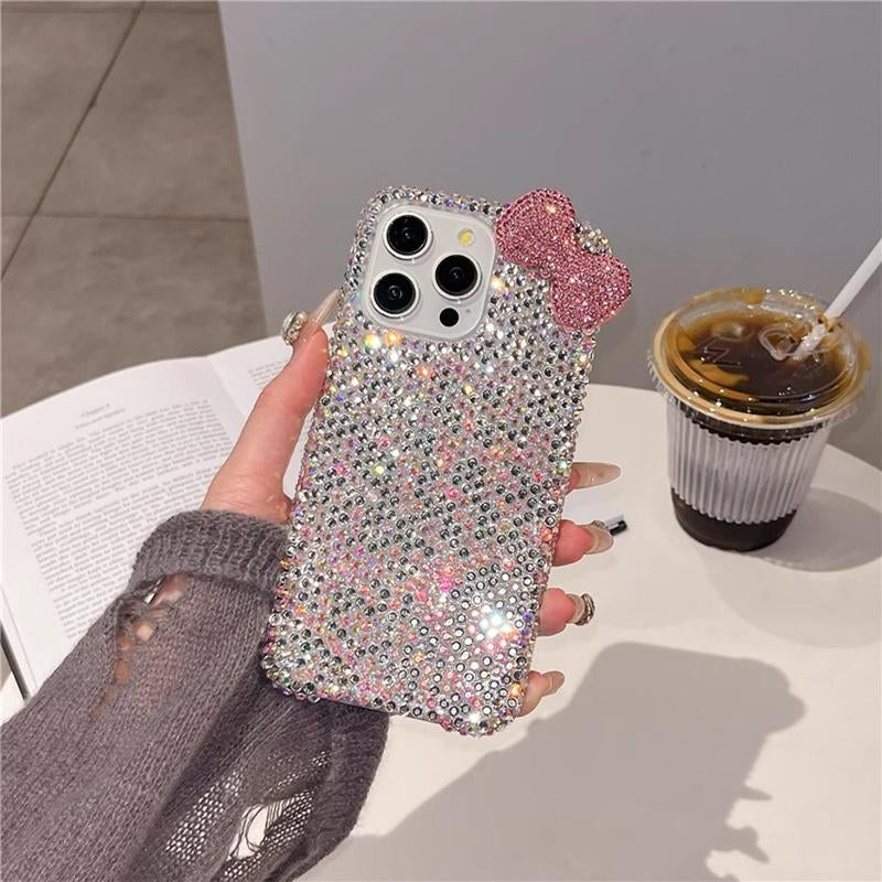 Bow Decor Phone Case, 1 Count Rhinestone Decor Phone Protective Cover, Phone Accessories Compatible with Iphone, Casing, Best Friend Gifts
