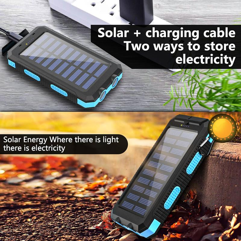 20000Mah Solar Charging Power Bank, Dual USB Output Port Multicharger Power Bank with Flashlight, Portable Wireless Car Charger, Solar Power Bank Charger for Iphone, Smartphone Charging Accessories ,Easter Gift