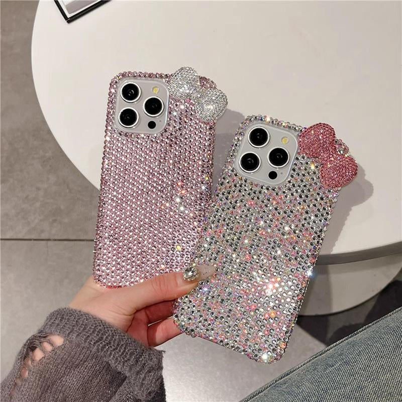 Bow Decor Phone Case, 1 Count Rhinestone Decor Phone Protective Cover, Phone Accessories Compatible with Iphone, Casing, Best Friend Gifts