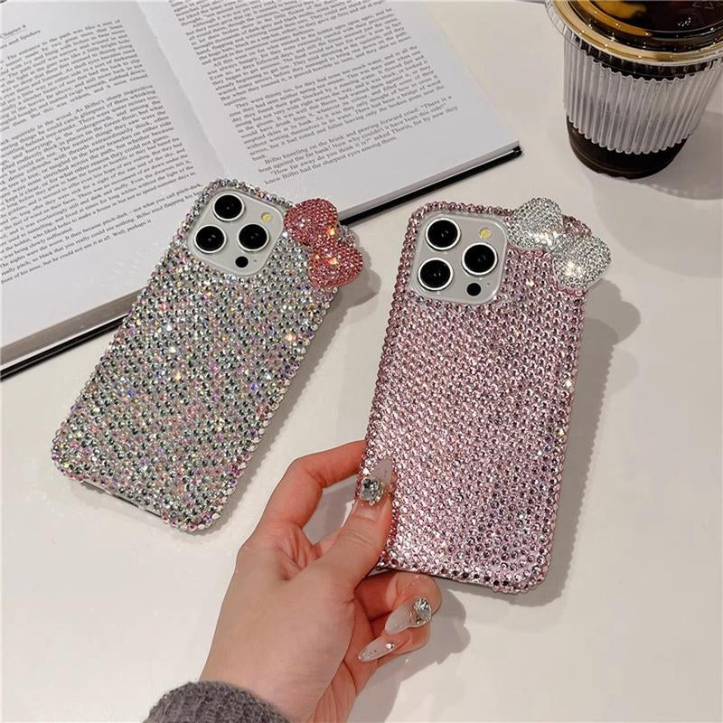 Bow Decor Phone Case, 1 Count Rhinestone Decor Phone Protective Cover, Phone Accessories Compatible with Iphone, Casing, Best Friend Gifts