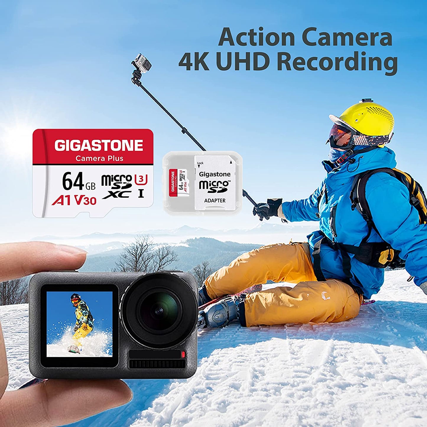 64GB 2-Pack Micro SD Card, Camera Plus, Microsdxc Memory Card for Wyze Cam, Security Camera, Smartphone, Fire Tablet, 4K Video Recording, UHS-I U3 A1 V30, 95Mb/S, with Adapte