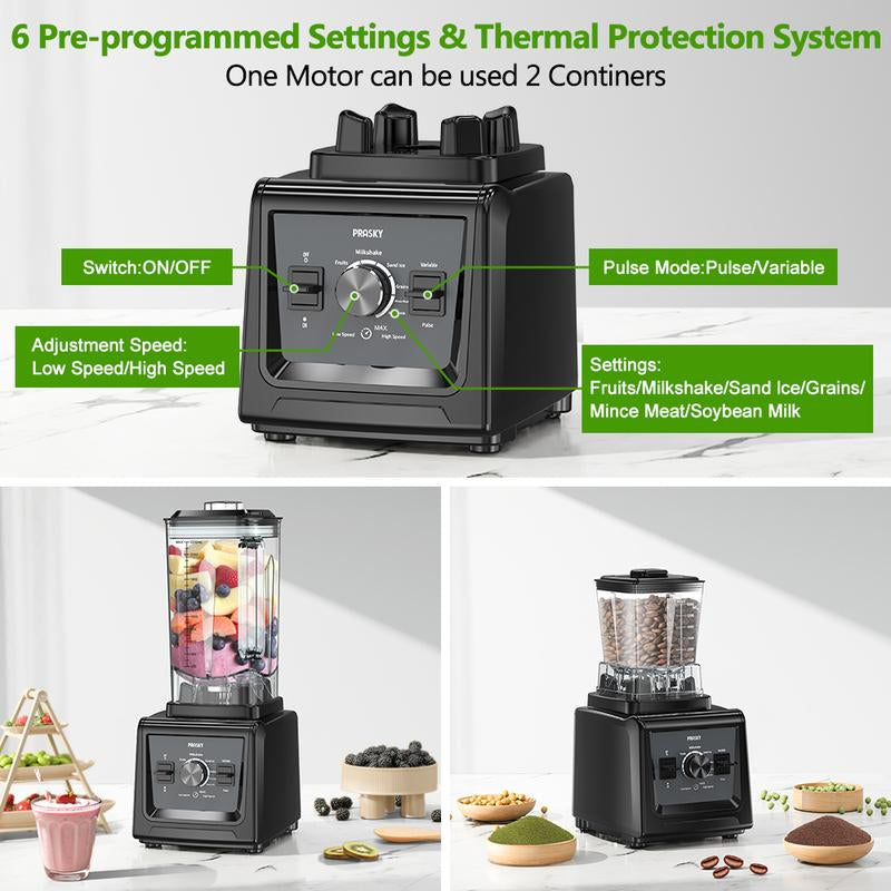 (Live)Professional 75Oz & 68Oz Blender, BPA Free 2 Containers Countertop Blenders Ice Crushing, Juice Smoothies,Grinder Combo 25000RPM Powerful Crusher Machine/Smoothielover/Smarthome/Healthyliving