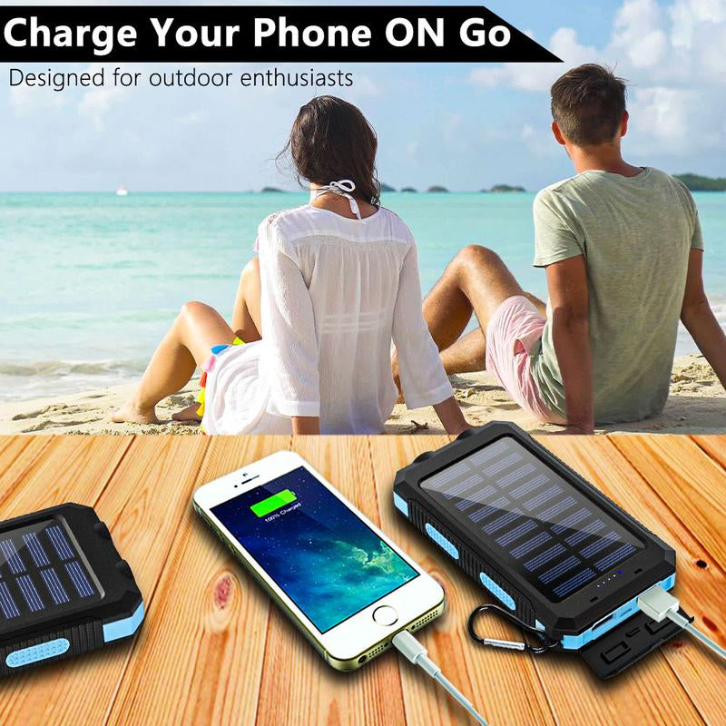 20000Mah Solar Charging Power Bank, Dual USB Output Port Multicharger Power Bank with Flashlight, Portable Wireless Car Charger, Solar Power Bank Charger for Iphone, Smartphone Charging Accessories ,Easter Gift