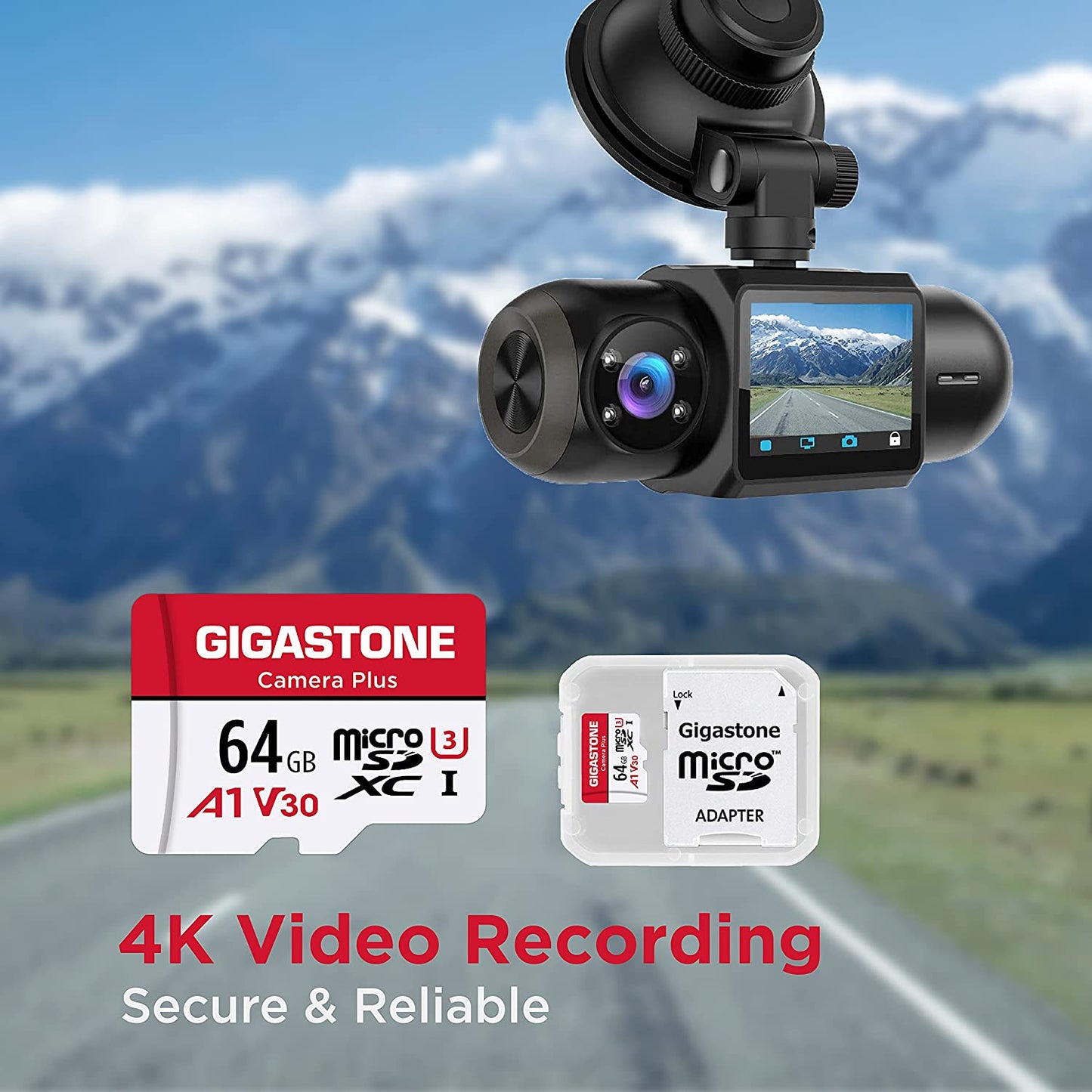 64GB 2-Pack Micro SD Card, Camera Plus, Microsdxc Memory Card for Wyze Cam, Security Camera, Smartphone, Fire Tablet, 4K Video Recording, UHS-I U3 A1 V30, 95Mb/S, with Adapte