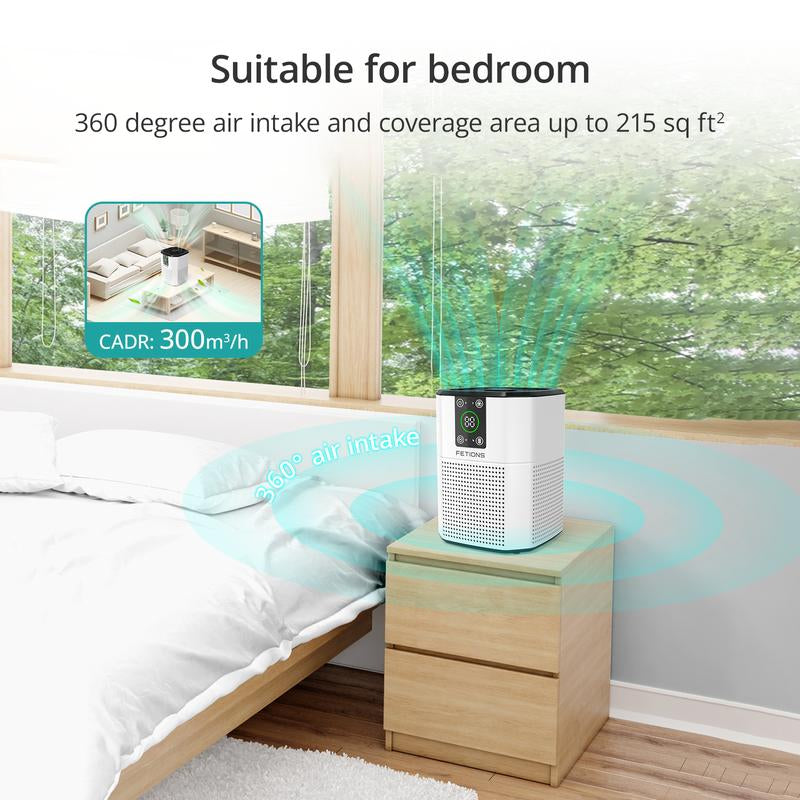 Fetions HEPA Air Purifier with Aromatherapy – Advanced H13 True HEPA 3-Stage Filtration System, Ideal for Allergy Relief, Smoke, Dust, Pet Hair, and Pollen, 2 Pack, White