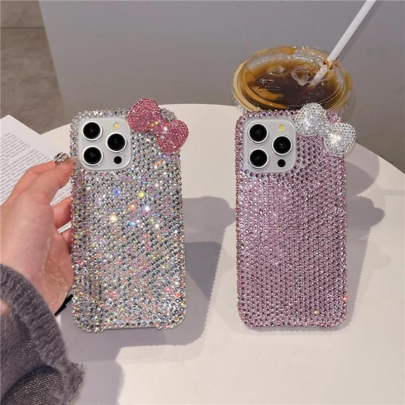 Bow Decor Phone Case, 1 Count Rhinestone Decor Phone Protective Cover, Phone Accessories Compatible with Iphone, Casing, Best Friend Gifts