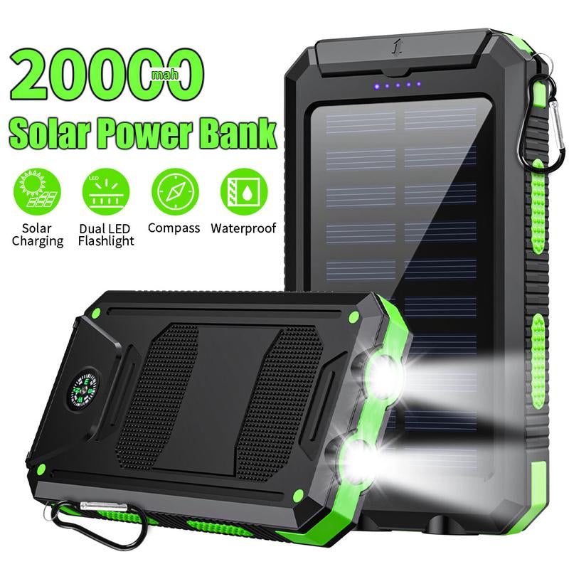 20000Mah Solar Charging Power Bank, Dual USB Output Port Multicharger Power Bank with Flashlight, Portable Wireless Car Charger, Solar Power Bank Charger for Iphone, Smartphone Charging Accessories ,Easter Gift