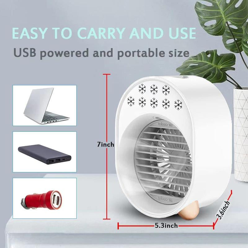 3 in 1 Air Cooler Desk Fan - LED Cooling with Atomization 60 Ml/H, 3 Wind Speeds
