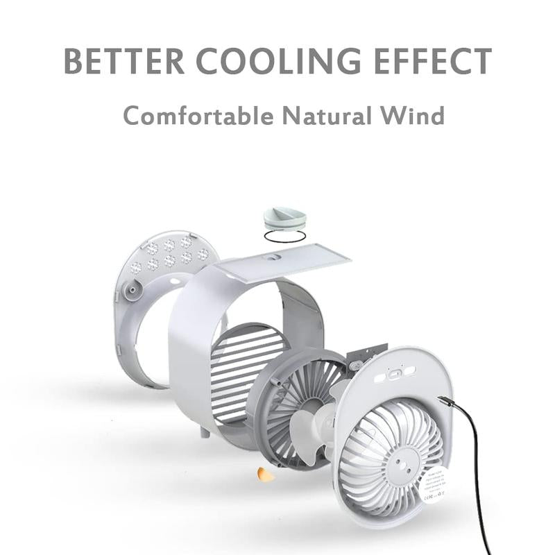 3 in 1 Air Cooler Desk Fan - LED Cooling with Atomization 60 Ml/H, 3 Wind Speeds