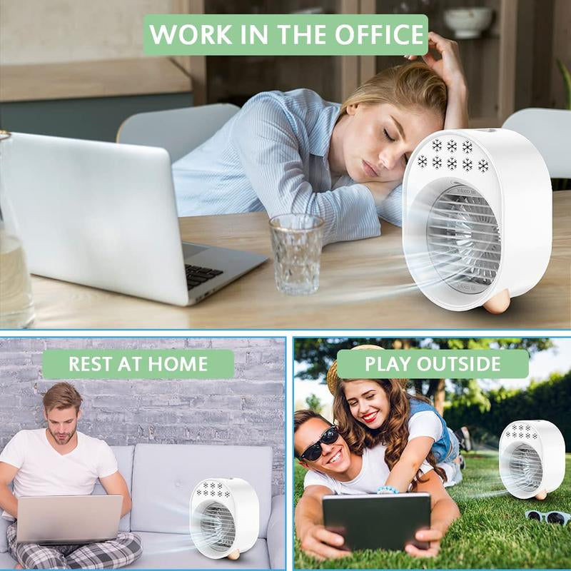 3 in 1 Air Cooler Desk Fan - LED Cooling with Atomization 60 Ml/H, 3 Wind Speeds
