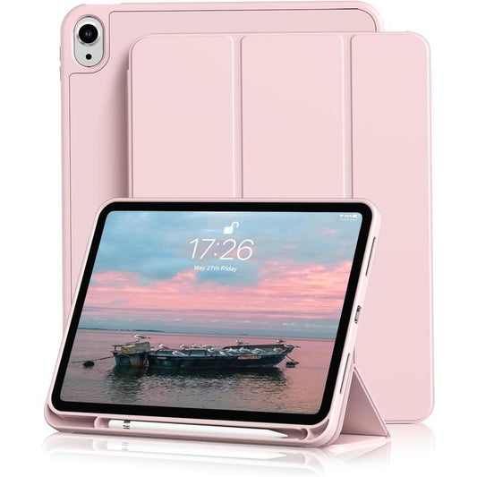 For Ipad 10Th Generation Case 2022 with Pencil Holder, Ipad 10.9 Inch Case with Soft TPU Shell Hybrid Slim Trifold Stand Protective Cover Support Touch ID Auto Wake/Sleep (Pink)