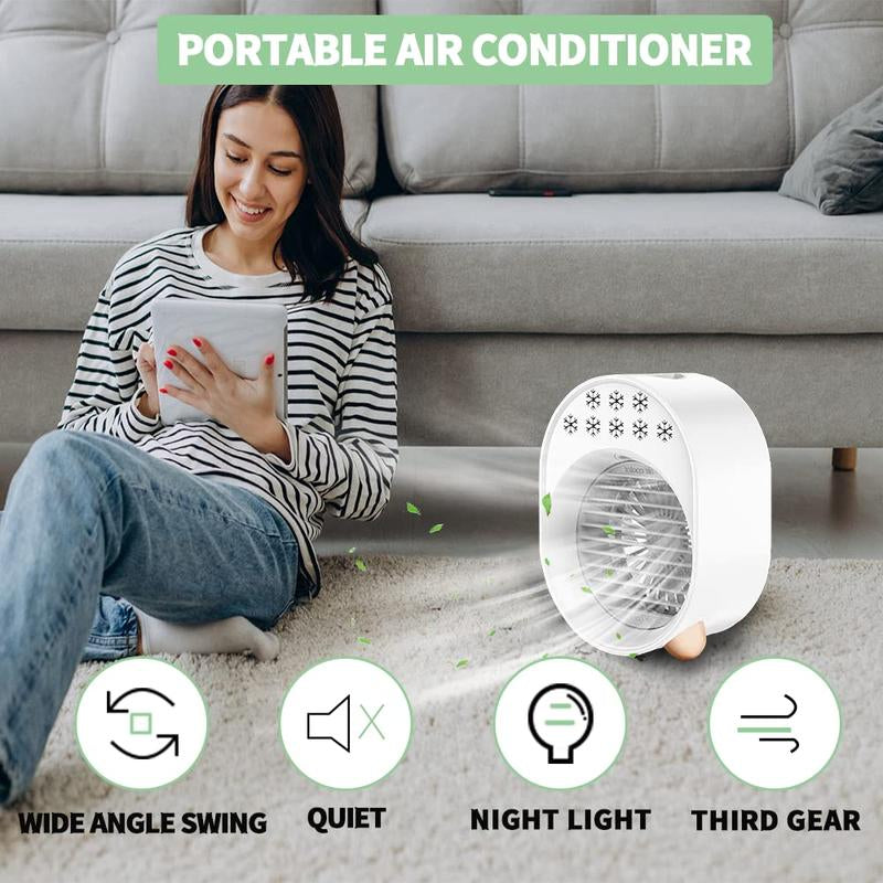 3 in 1 Air Cooler Desk Fan - LED Cooling with Atomization 60 Ml/H, 3 Wind Speeds