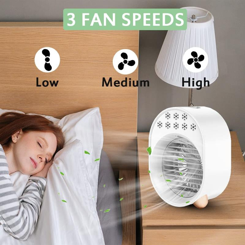 3 in 1 Air Cooler Desk Fan - LED Cooling with Atomization 60 Ml/H, 3 Wind Speeds