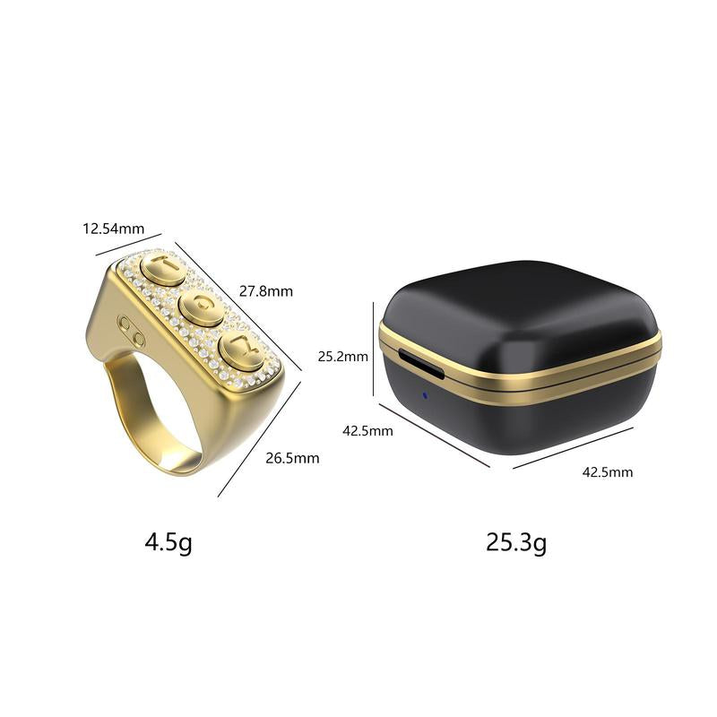 Xring Scrolling Ring Remote Control Ring with Rhinestones,Phone Ebook APP Page Tumner (Not for Kindle Device), Bluetooth Phone Remote for Camera Selfle,Smart Ring for Iphone, Ipad, Android, Tiktok Remote Selfie Smartphone Selfie Smartphone Bluetooth