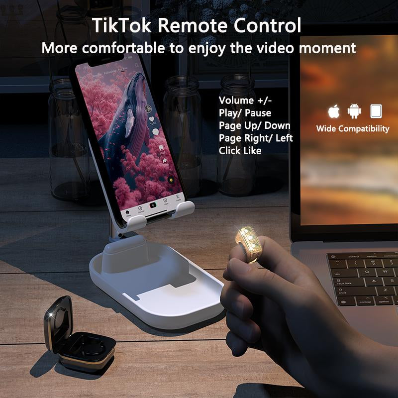 Xring Scrolling Ring Remote Control Ring with Rhinestones,Phone Ebook APP Page Tumner (Not for Kindle Device), Bluetooth Phone Remote for Camera Selfle,Smart Ring for Iphone, Ipad, Android, Tiktok Remote Selfie Smartphone Selfie Smartphone Bluetooth