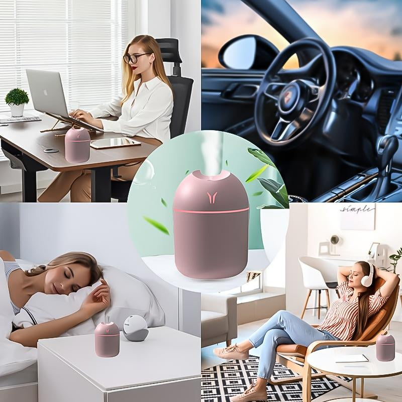 Mini Luminous Cool Mist Humidifier, 2-In-1 Humidifier & Essential Oil Diffuser, Turn Your Bedroom into a Fresh Calming Aromatherapy Oasis! Super Quiet - Ideal for Office, Home, Bedroom,Car