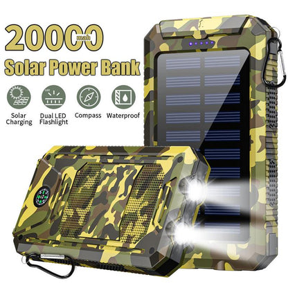 20000Mah Solar Charging Power Bank, Dual USB Output Port Multicharger Power Bank with Flashlight, Portable Wireless Car Charger, Solar Power Bank Charger for Iphone, Smartphone Charging Accessories ，Easter Gift