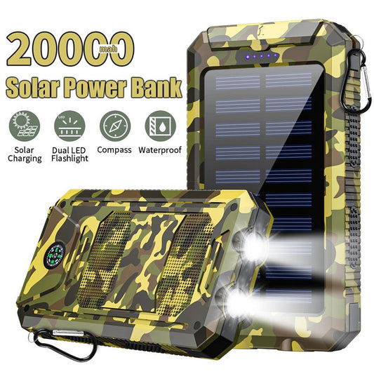 20000Mah Solar Charging Power Bank, Dual USB Output Port Multicharger Power Bank with Flashlight, Portable Wireless Car Charger, Solar Power Bank Charger for Iphone, Smartphone Charging Accessories ，Easter Gift