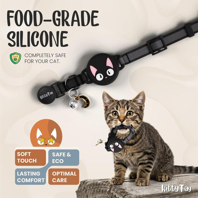 Cat Collar with GPS Tracker, Waterproof Cat Collar with Luminous & Reflective Fish Pattern, Lightweight Kitten Collar, Hidden GPS Tracker for Cats, Kittens, Boyfriend Gift