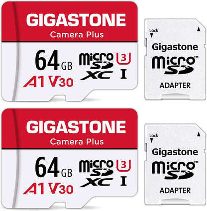 64GB 2-Pack Micro SD Card, Camera Plus, Microsdxc Memory Card for Wyze Cam, Security Camera, Smartphone, Fire Tablet, 4K Video Recording, UHS-I U3 A1 V30, 95Mb/S, with Adapte