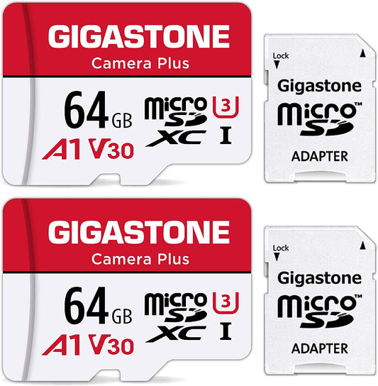 64GB 2-Pack Micro SD Card, Camera Plus, Microsdxc Memory Card for Wyze Cam, Security Camera, Smartphone, Fire Tablet, 4K Video Recording, UHS-I U3 A1 V30, 95Mb/S, with Adapte