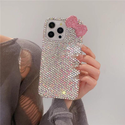Bow Decor Phone Case, 1 Count Rhinestone Decor Phone Protective Cover, Phone Accessories Compatible with Iphone, Casing, Best Friend Gifts