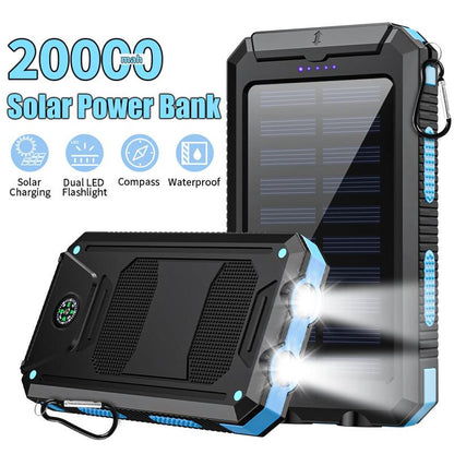 20000Mah Solar Charging Power Bank, Dual USB Output Port Multicharger Power Bank with Flashlight, Portable Wireless Car Charger, Solar Power Bank Charger for Iphone, Smartphone Charging Accessories ，Easter Gift