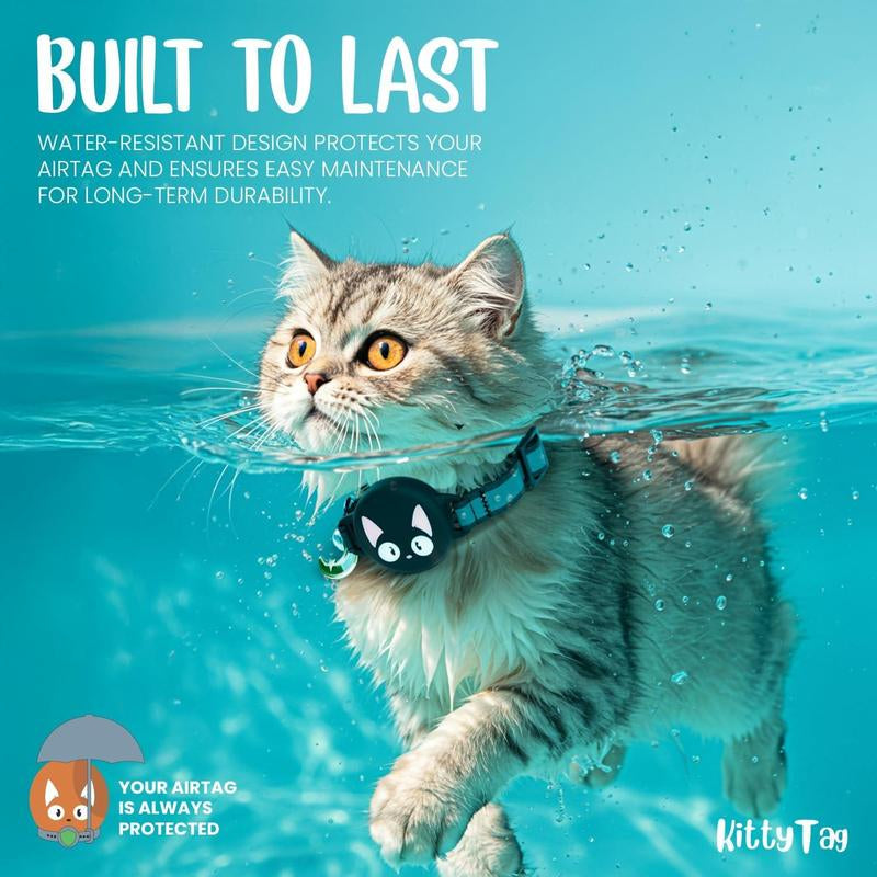 Cat Collar with GPS Tracker, Waterproof Cat Collar with Luminous & Reflective Fish Pattern, Lightweight Kitten Collar, Hidden GPS Tracker for Cats, Kittens, Boyfriend Gift