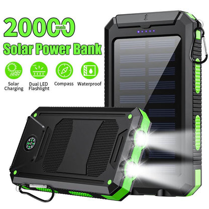 20000Mah Solar Charging Power Bank, Dual USB Output Port Multicharger Power Bank with Flashlight, Portable Wireless Car Charger, Solar Power Bank Charger for Iphone, Smartphone Charging Accessories ，Easter Gift