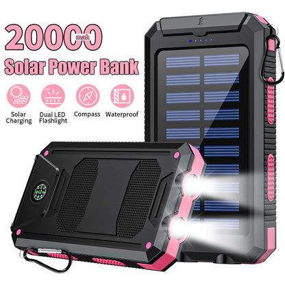 20000Mah Solar Charging Power Bank, Dual USB Output Port Multicharger Power Bank with Flashlight, Portable Wireless Car Charger, Solar Power Bank Charger for Iphone, Smartphone Charging Accessories ，Easter Gift