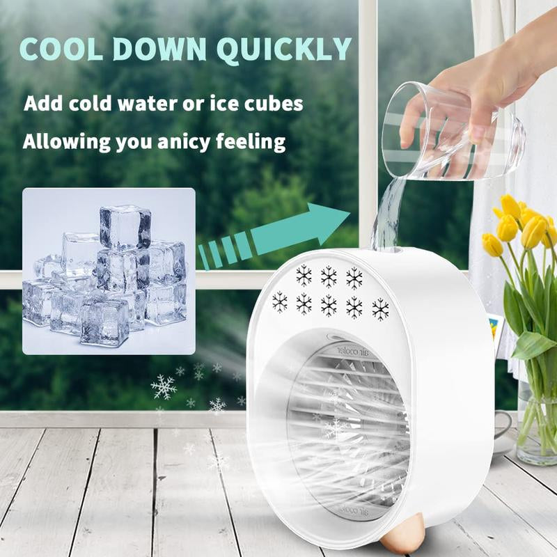 3 in 1 Air Cooler Desk Fan - LED Cooling with Atomization 60 Ml/H, 3 Wind Speeds