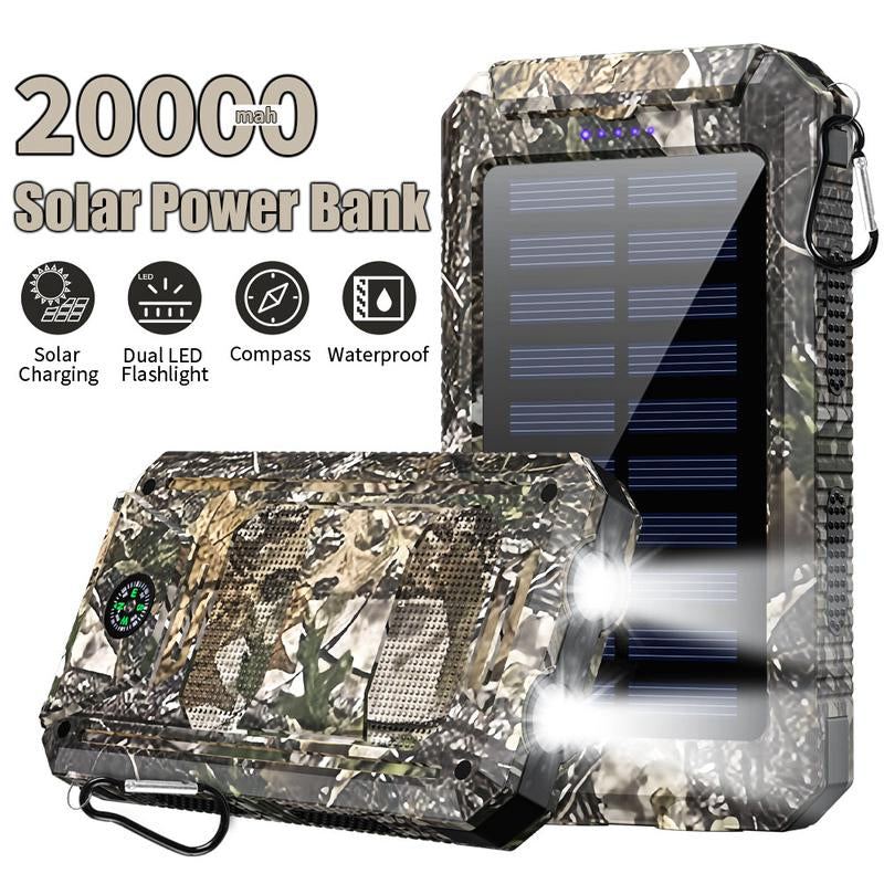 20000Mah Solar Charging Power Bank, Dual USB Output Port Multicharger Power Bank with Flashlight, Portable Wireless Car Charger, Solar Power Bank Charger for Iphone, Smartphone Charging Accessories ，Easter Gift